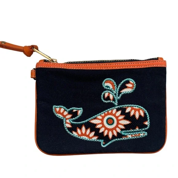 🧜🏻‍♀️Spartina 449 TYBEE Linen Whale Zip Case Bag - Picture 2 of 8